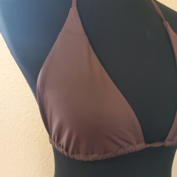 Volcom Bikini Swimsuit Triangle Top L Brown New - Picture 2 of 5